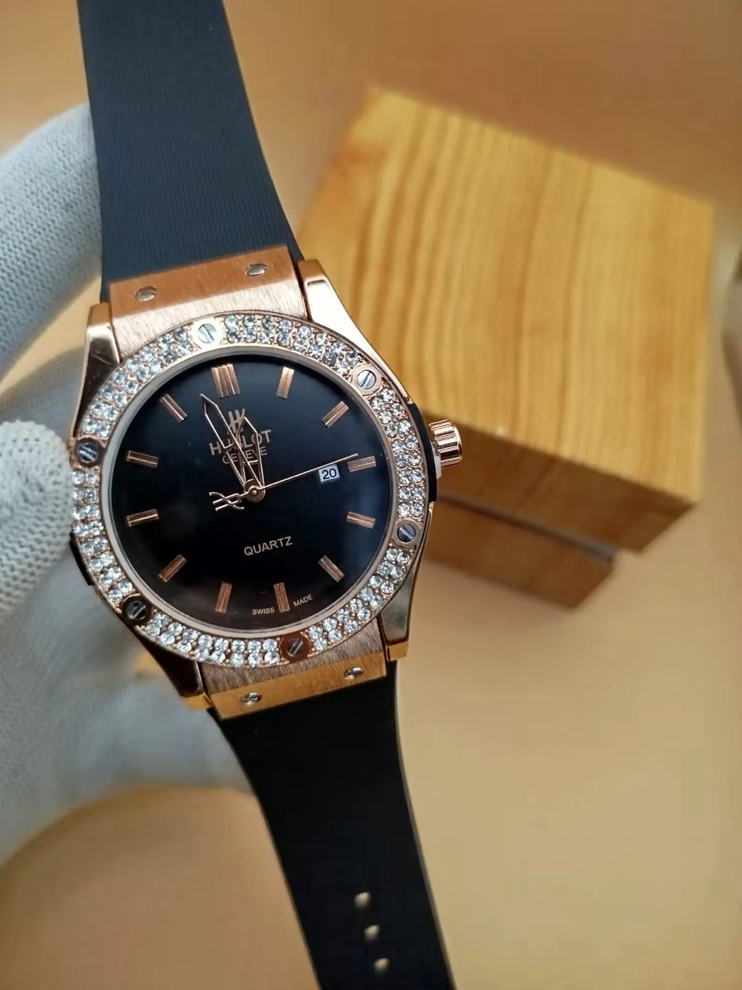 Beautiful Iced Stone HB Watches Luxury Quality.